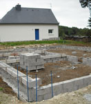 Vue extérieure de la construction maison ecologique - Ecop Habitat